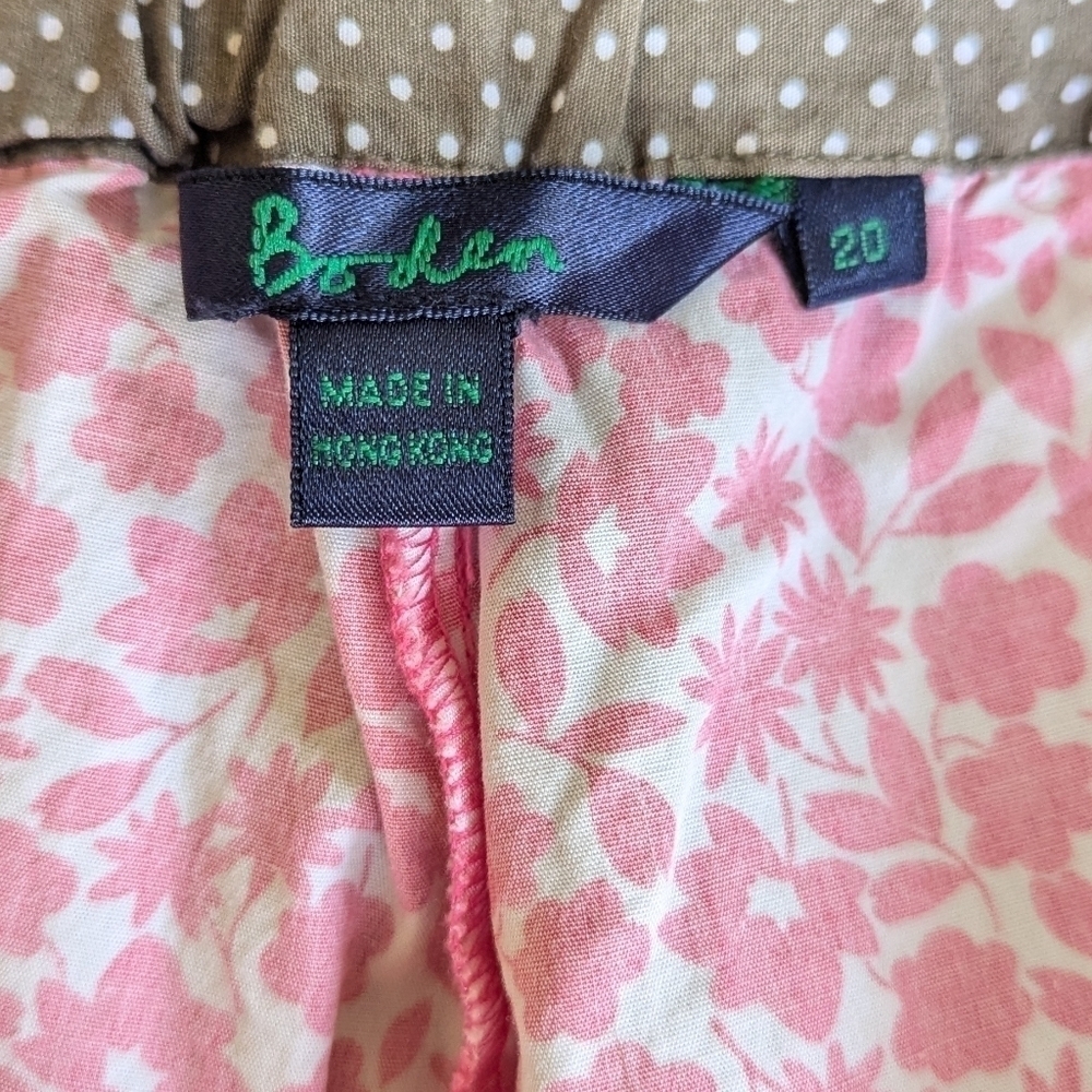 Boden Ditzy Floral Pajama Shorts 100% Cotton Size 20 Pink White Polka Dot - Picture 6 of 9